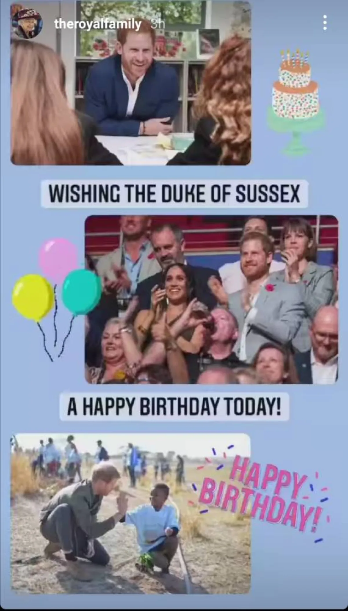 تهنئة الملكة إليزابيث بعيد ميلاد هاري- الصورة من قصص إنستغرام The royal family