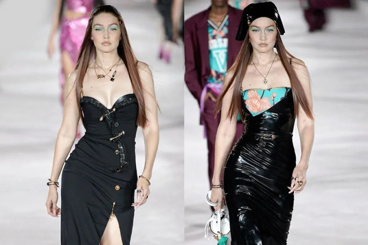 جيجي حديد في إطلالتين خلال العرض 