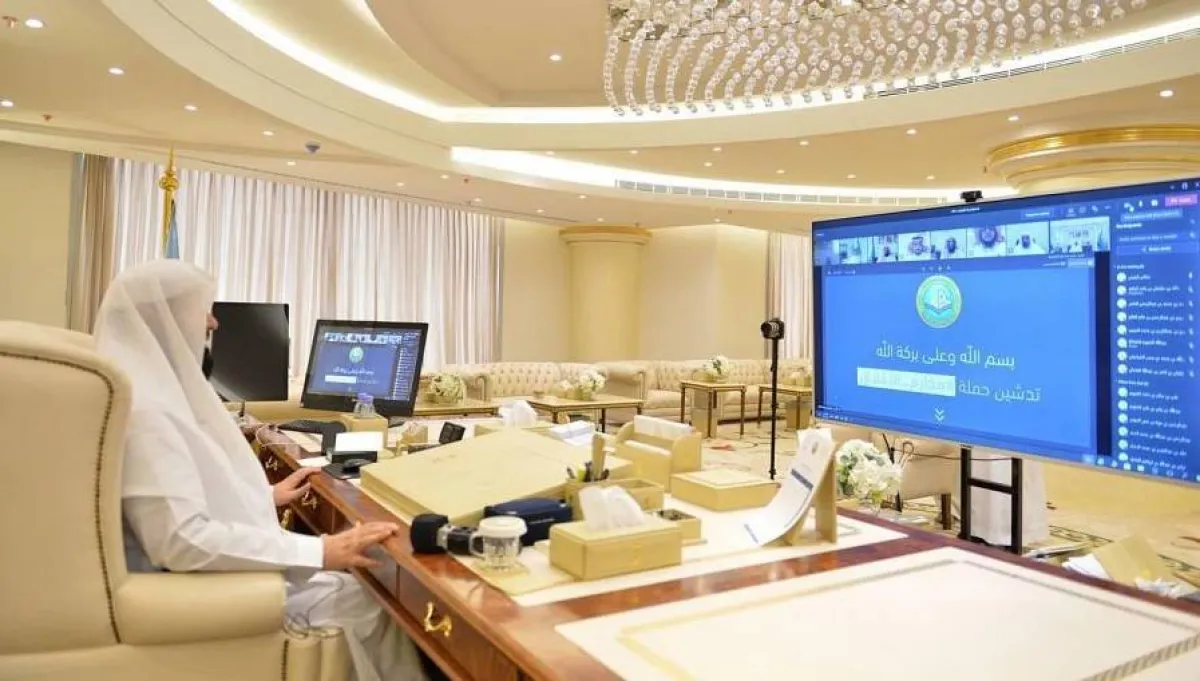 الشيخ الدكتور عبد الرحمن السند أثناء إطلاق الحملة. المصدر (واس)