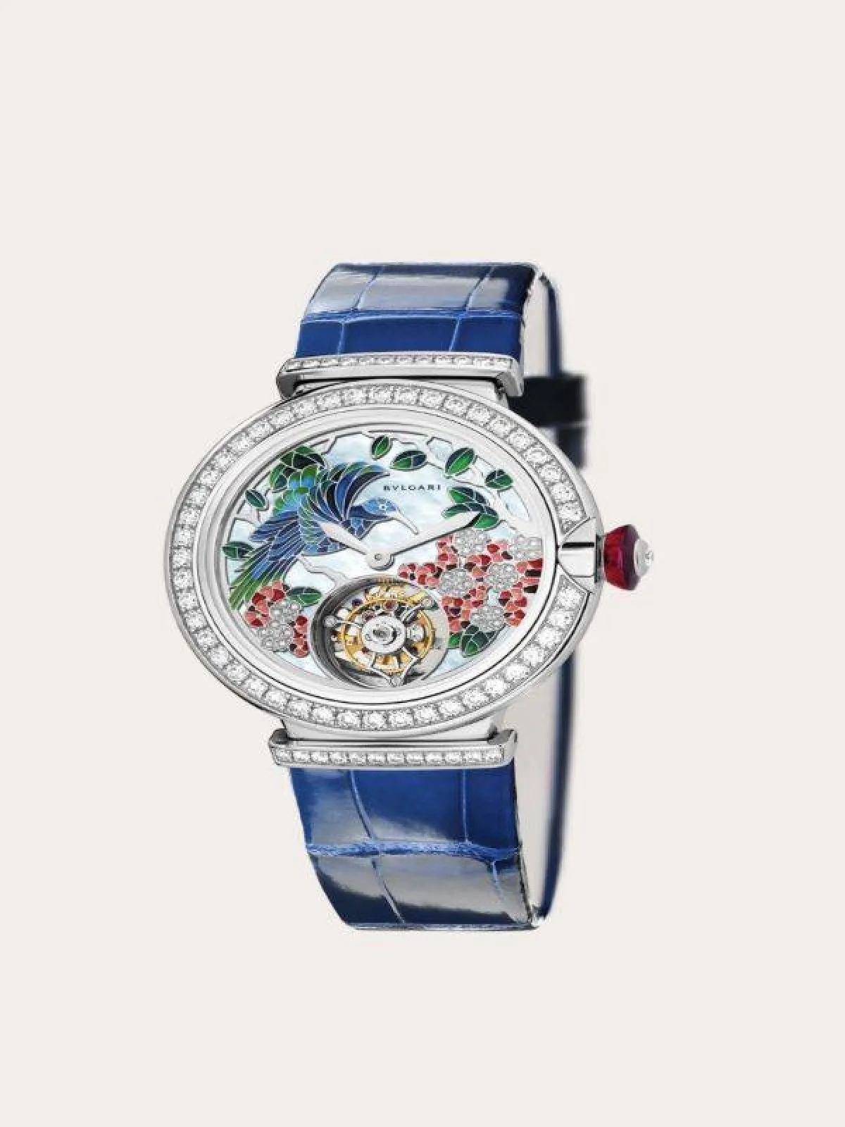 ساعة لوتشيا بميناء مزين بأوراق الشجر من بولغاري Bvlgari