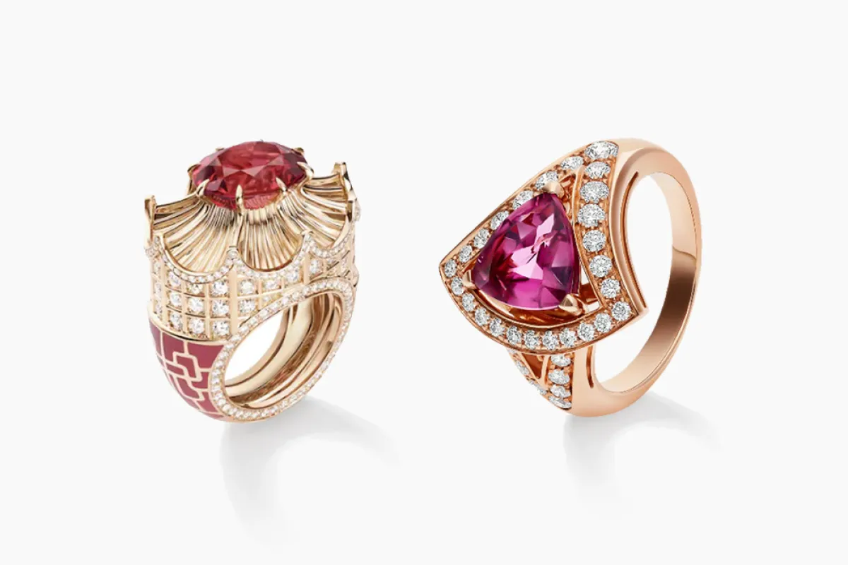 موديلات خواتم مزينة بحجر التورمالين الوردي