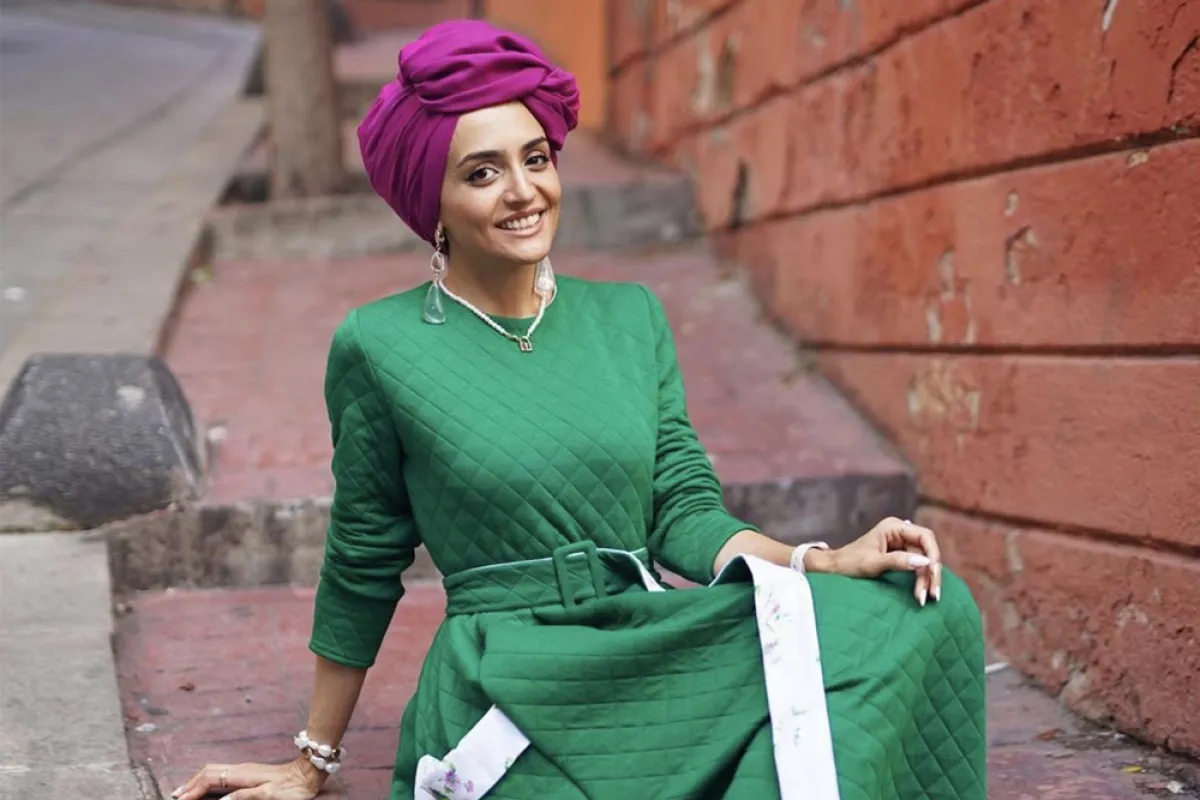 غادة عثمان بفستان أخضر ناعم -الصورة من حسابها على الانستغرام