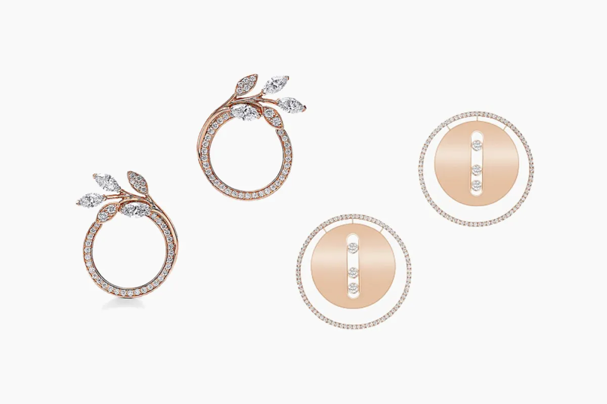  أقراط دائرية من الذهب الوردي 