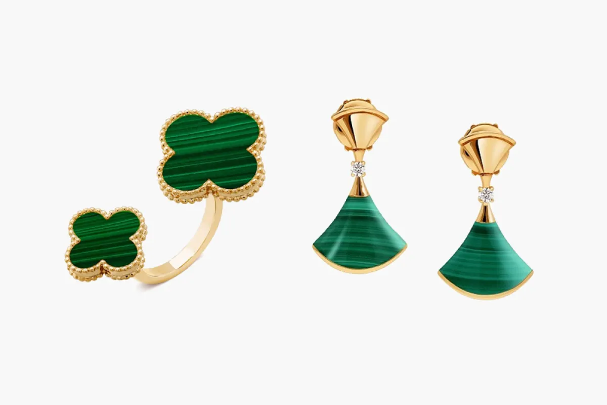 مجوهرات بأحجار اللون الأخضر لليوم الوطني السعودي  