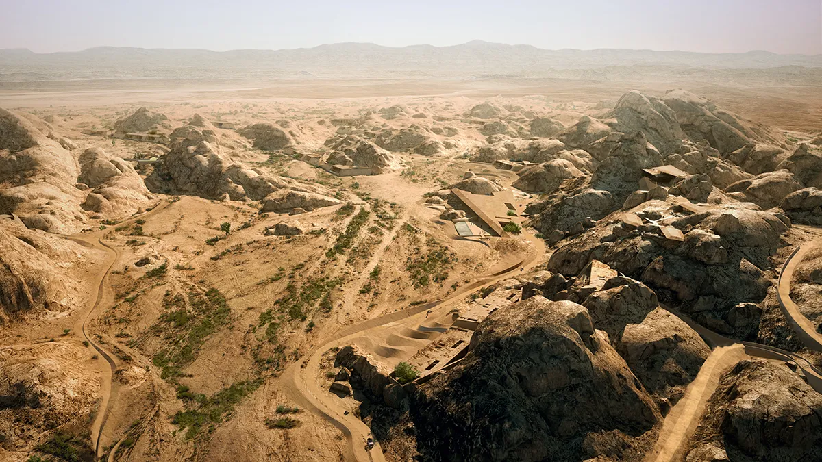 تصاميم معمارية مدمجة مع الصخر الجبلي