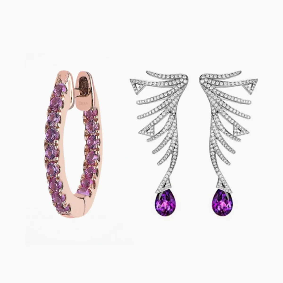 أقراط مزينة بحجر الأميتيست  