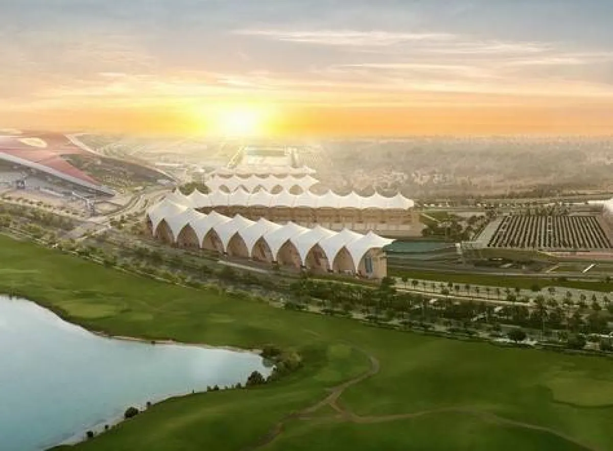 لقطة لجزيرة ياس في أبوظبي عند الغروب