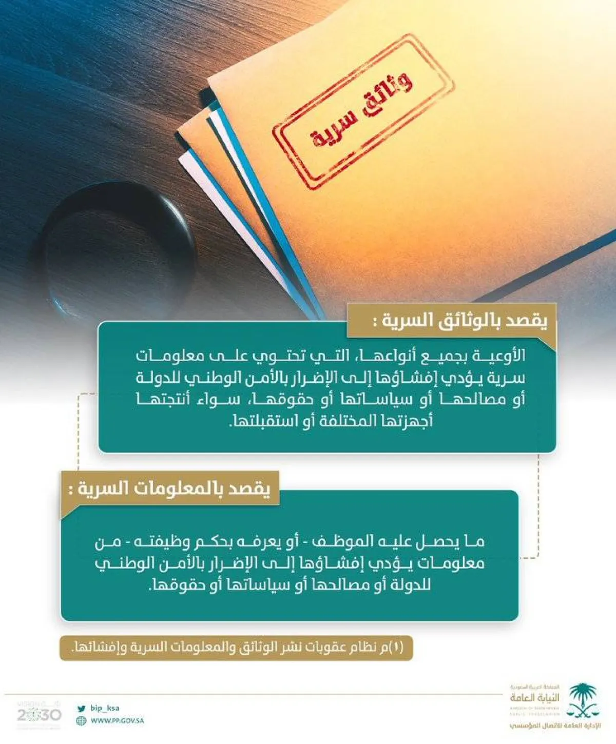  النيابة توضح المقصود بالوثائق والمعلومات السرية