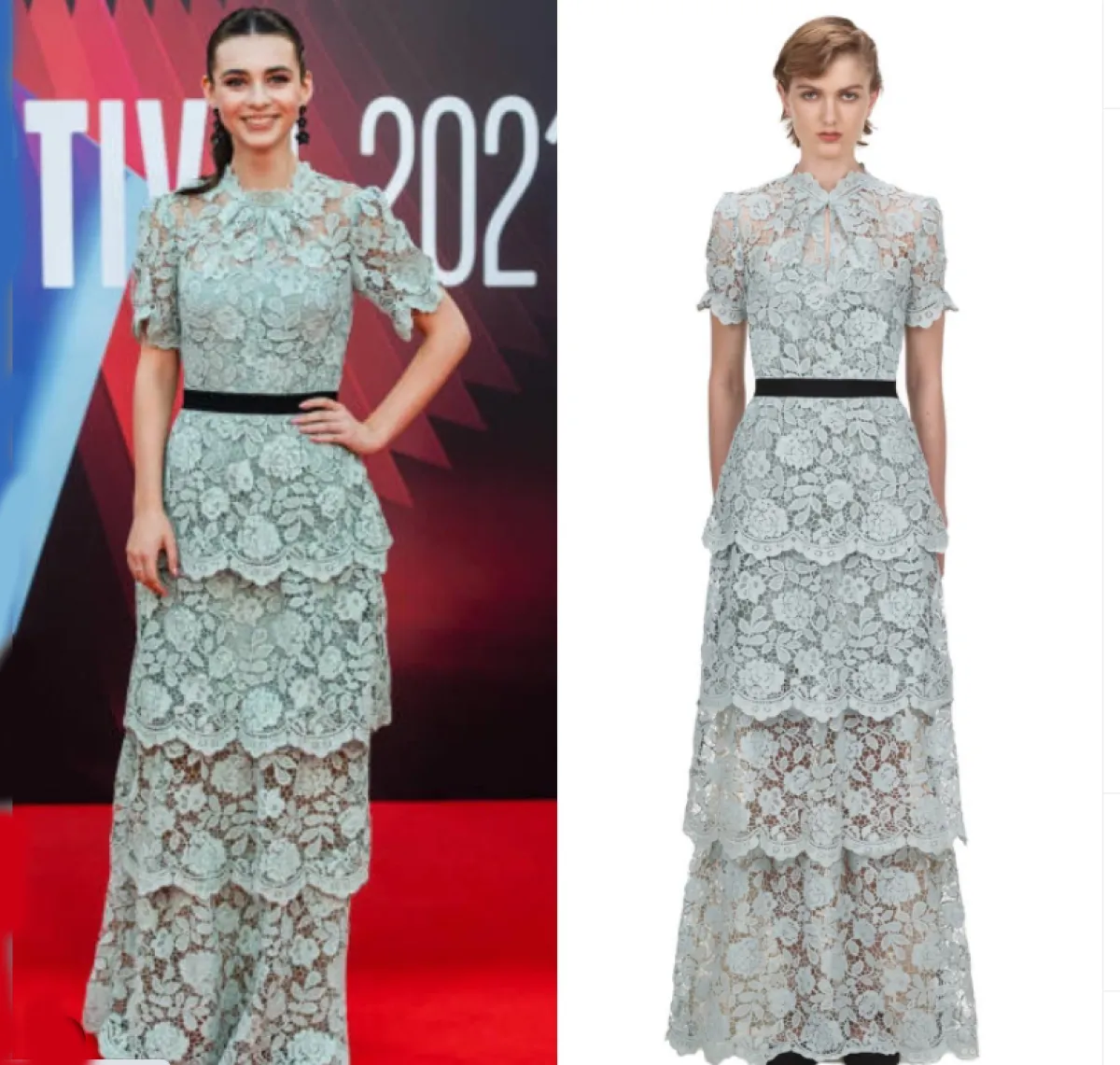   لارا مكدونال ترتدي فستاناً رمادياً 