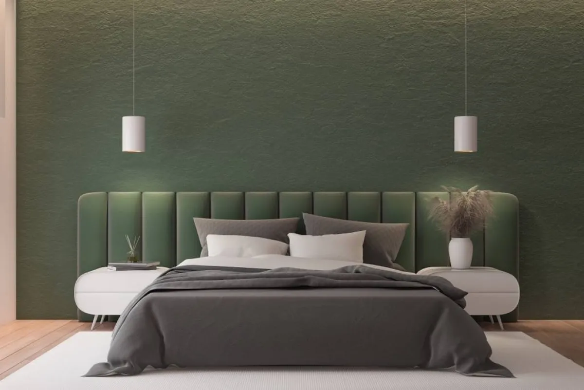 المخمل الأخضر لخلفيّة السرير 
