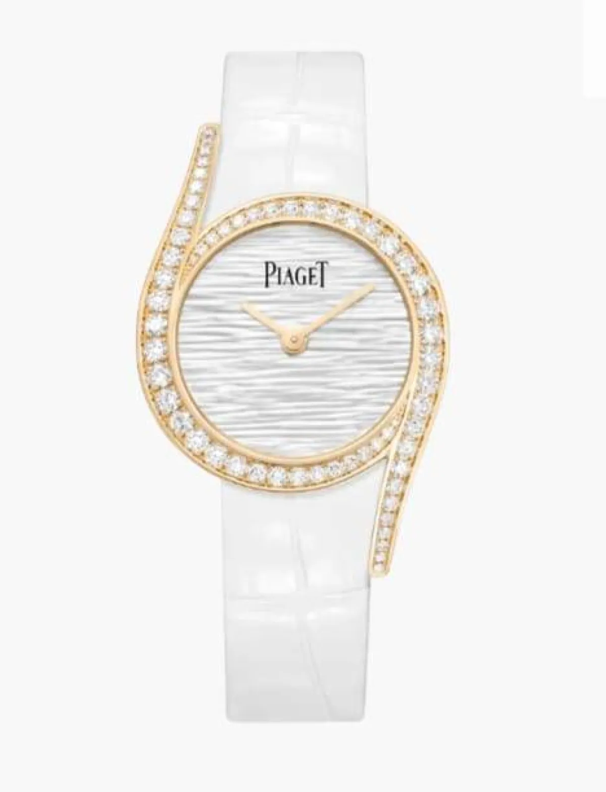 ساعة يد فاخرة باللون الأبيض من بياجيه