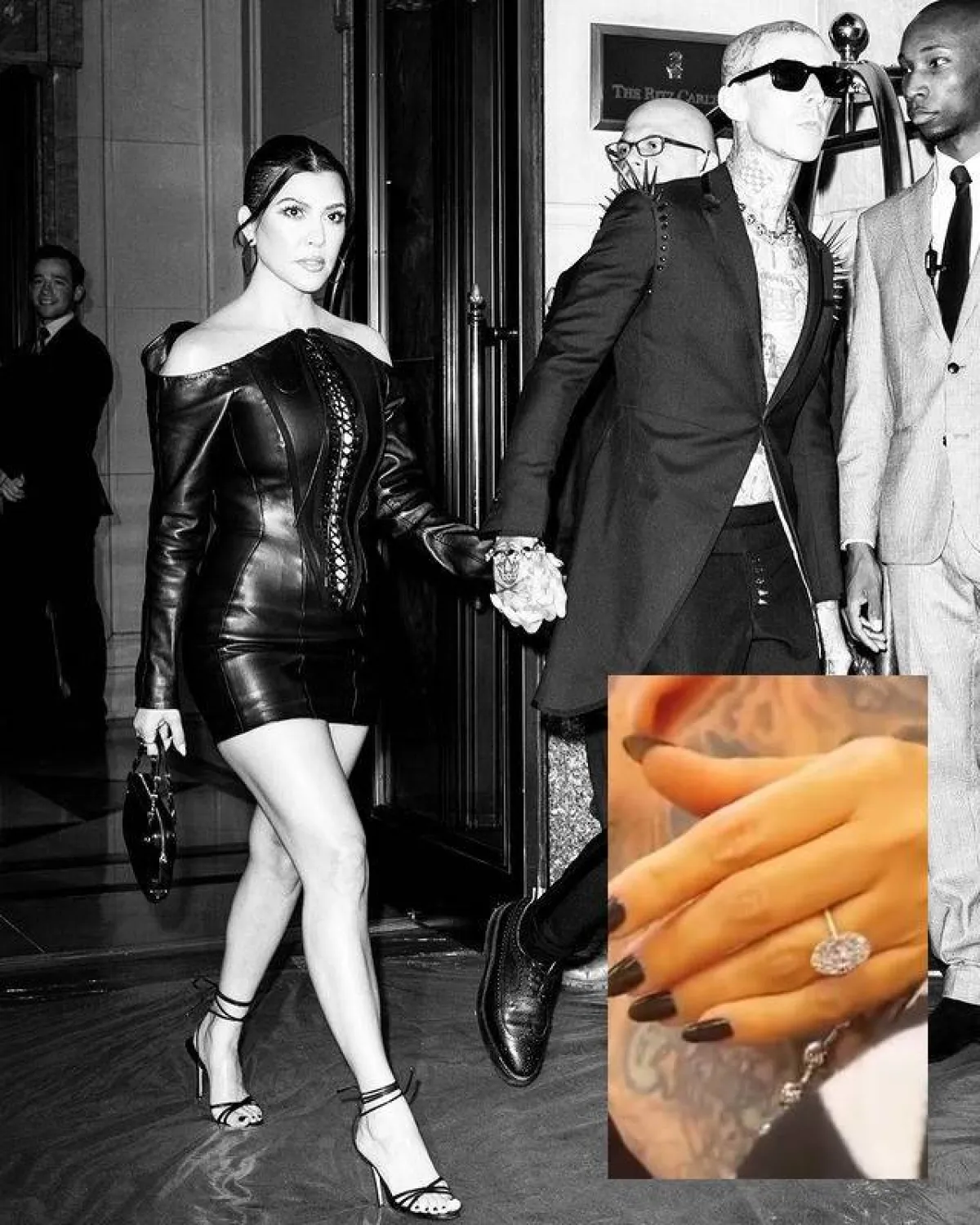 صورة الخاتم من تويتر كيم كارداشيان- وصورة الثنائي من صفحة كورتني كارداشيان على انستغرام