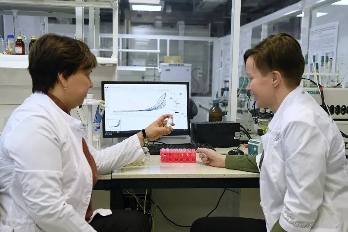 صورة لعمل اختبار على عينة من الغذاء