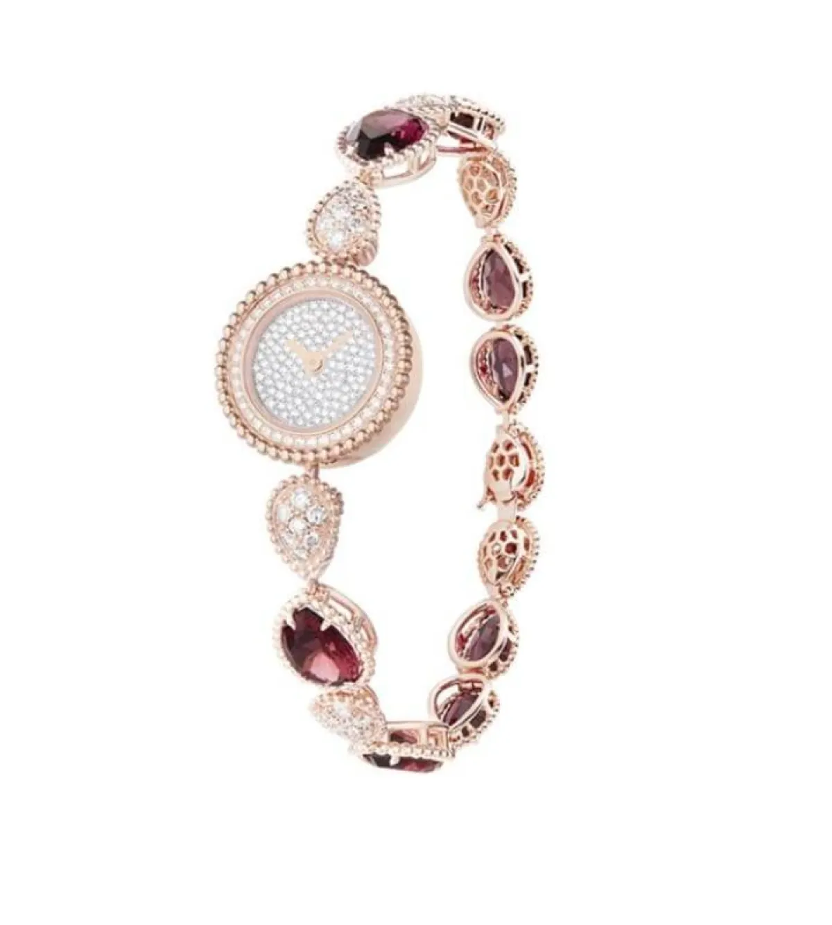 ساعة بالياقوت الوردي