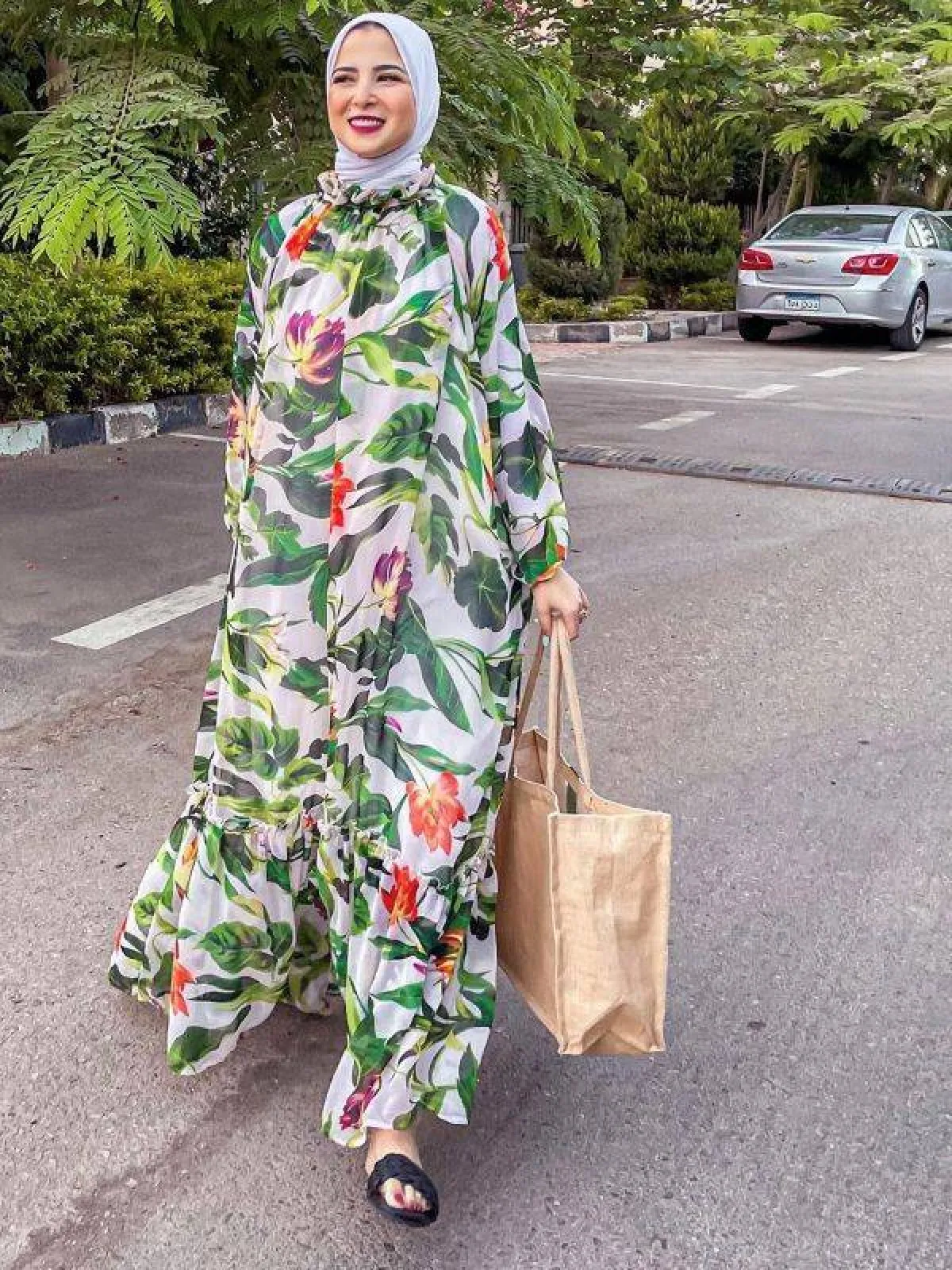 فستان ماكسي مطبع