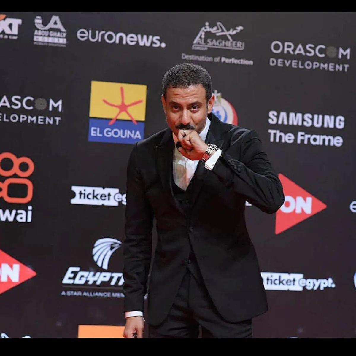 محمد فراج في مهرجان الجونة السينمائي- الصورة من حسابه على انستغرام