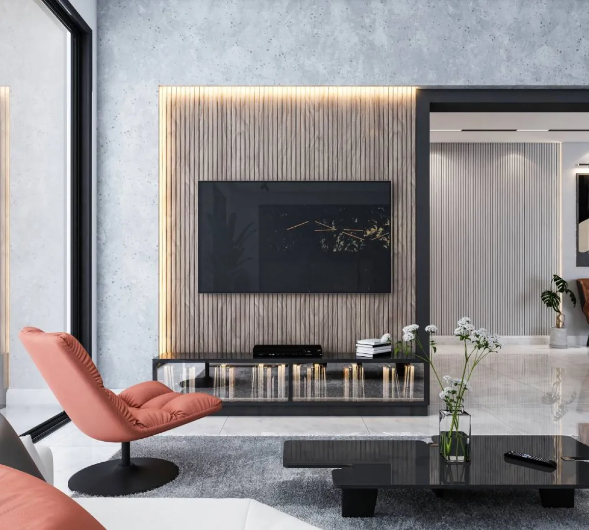 طاولات القهوة تتوسّط الصالة 