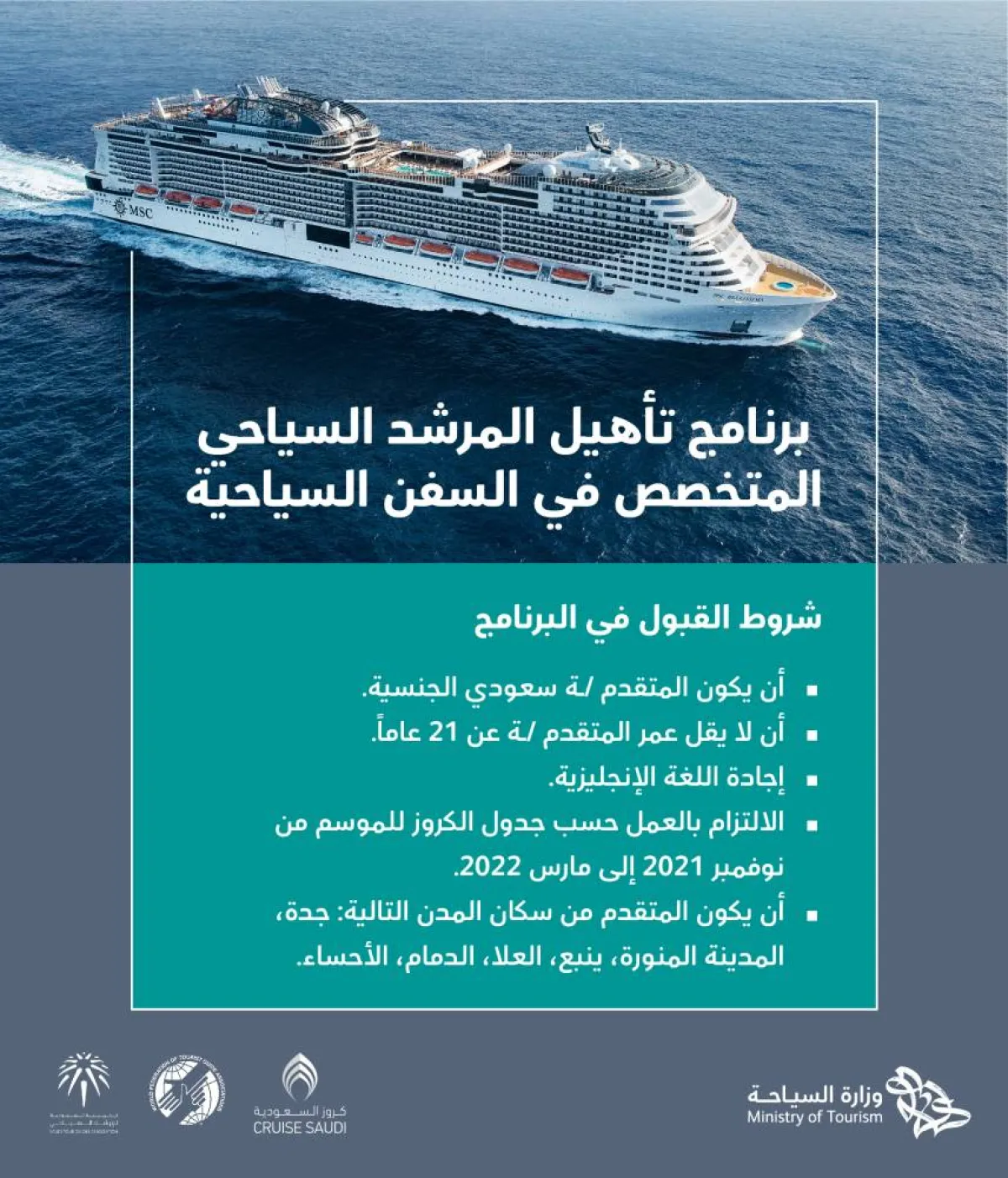 شروط القبول في برنامج المرشد السياحي