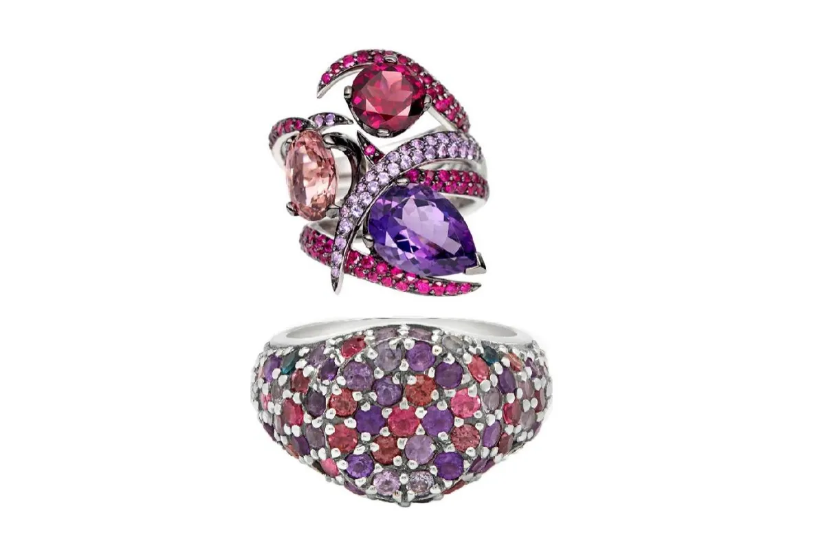 خواتم بأحجار باللون الارجواني