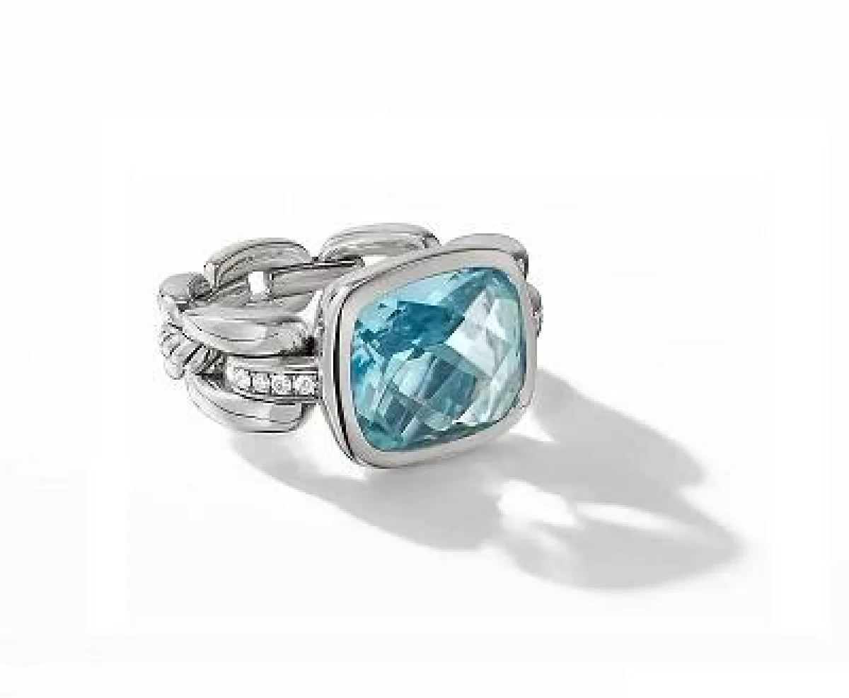 خاتم مرصع بحجر التوباز من ديفيد يورمان David Yurman
