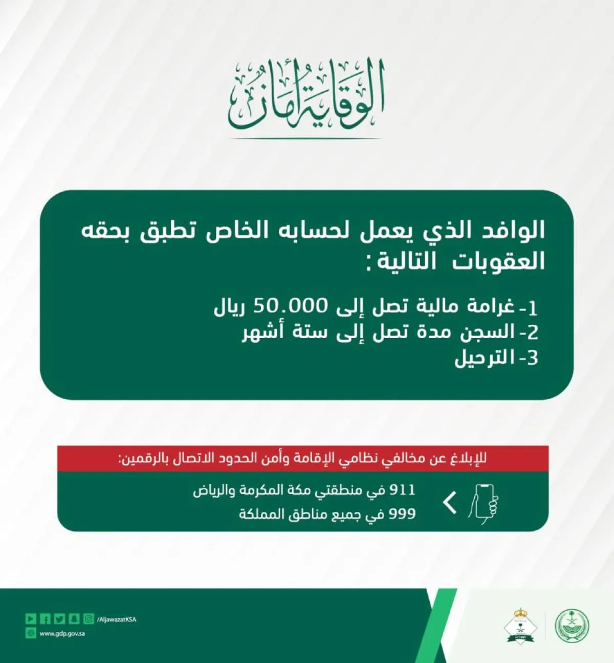 عمل الوافد لحسابه الخاص مخالف للأنطمة