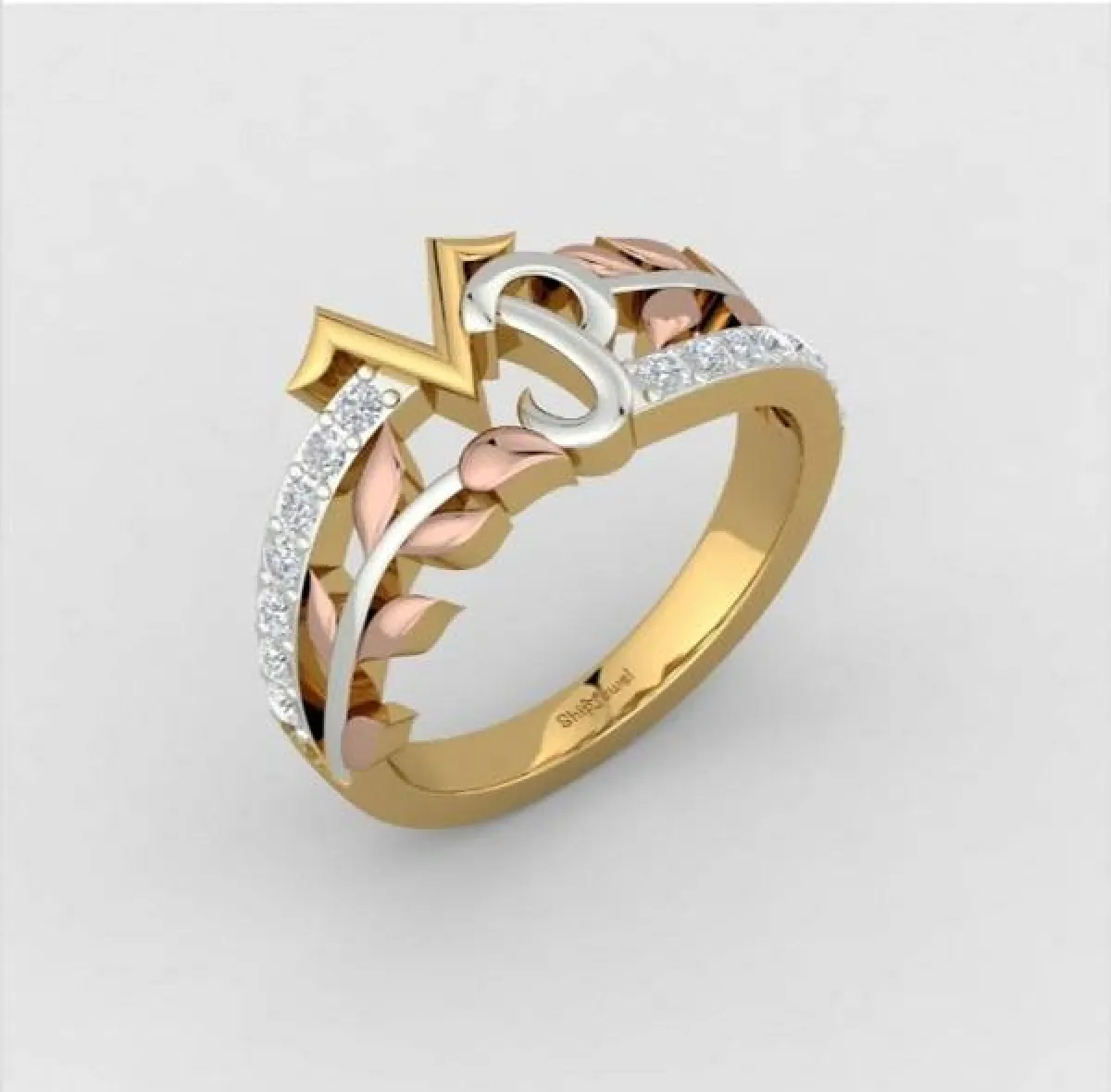 خاتم ذهب حرف V S من Ship Jewel