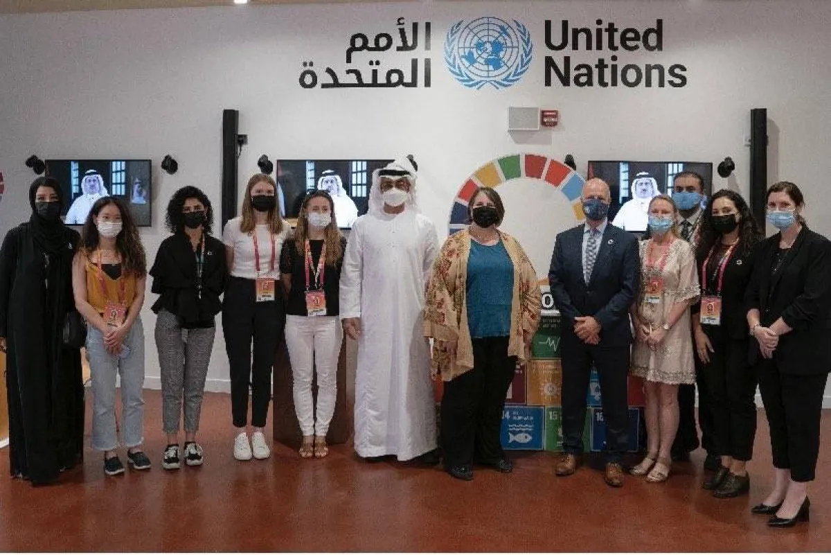 زيارة الشيخ محمد بن زايد جناح الفرص بمعرض إكسبو2020- الصورة من حساب الأمم المتحدة على تويتر