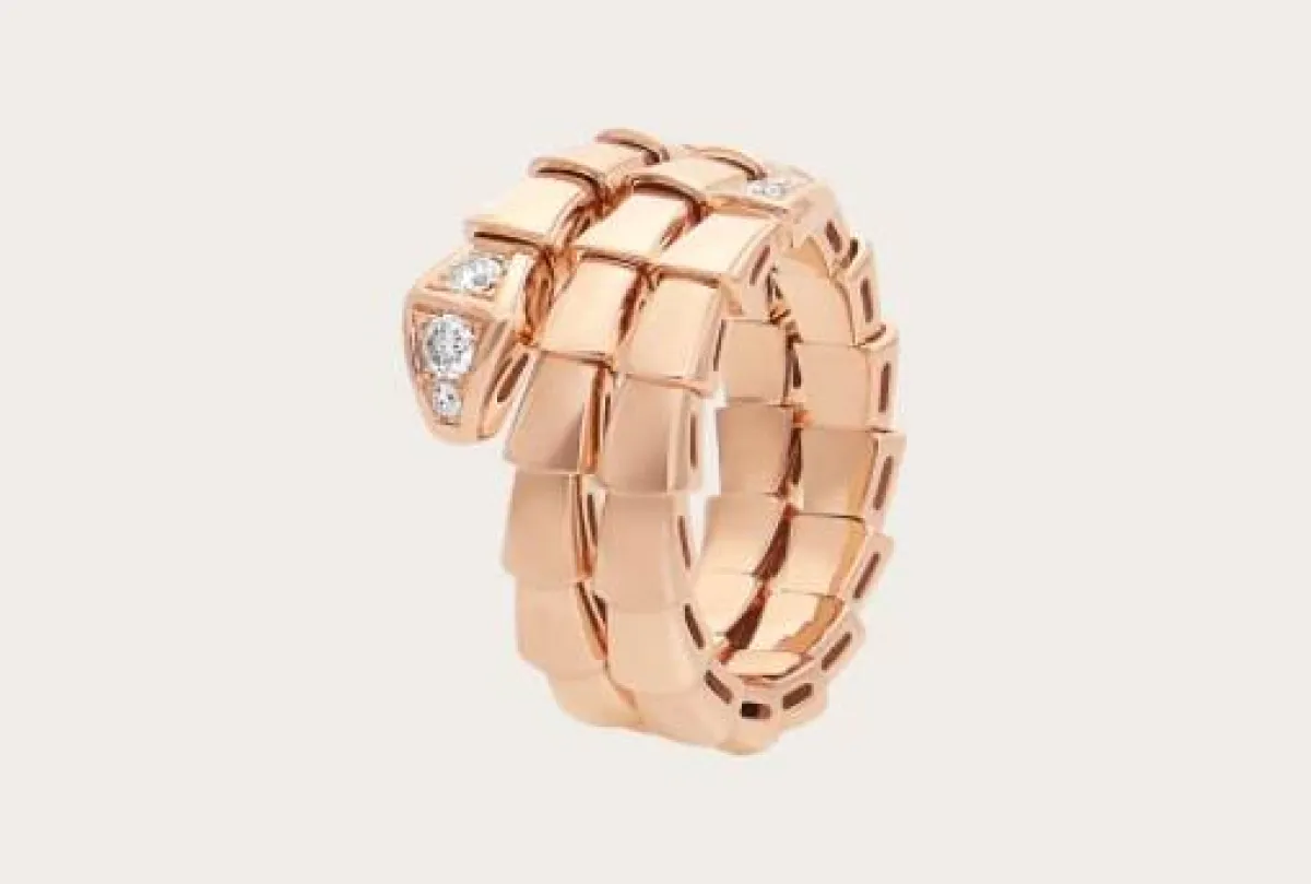 خاتم ذهب وردي مرصع بالألماس من بلغاري -صورة 4