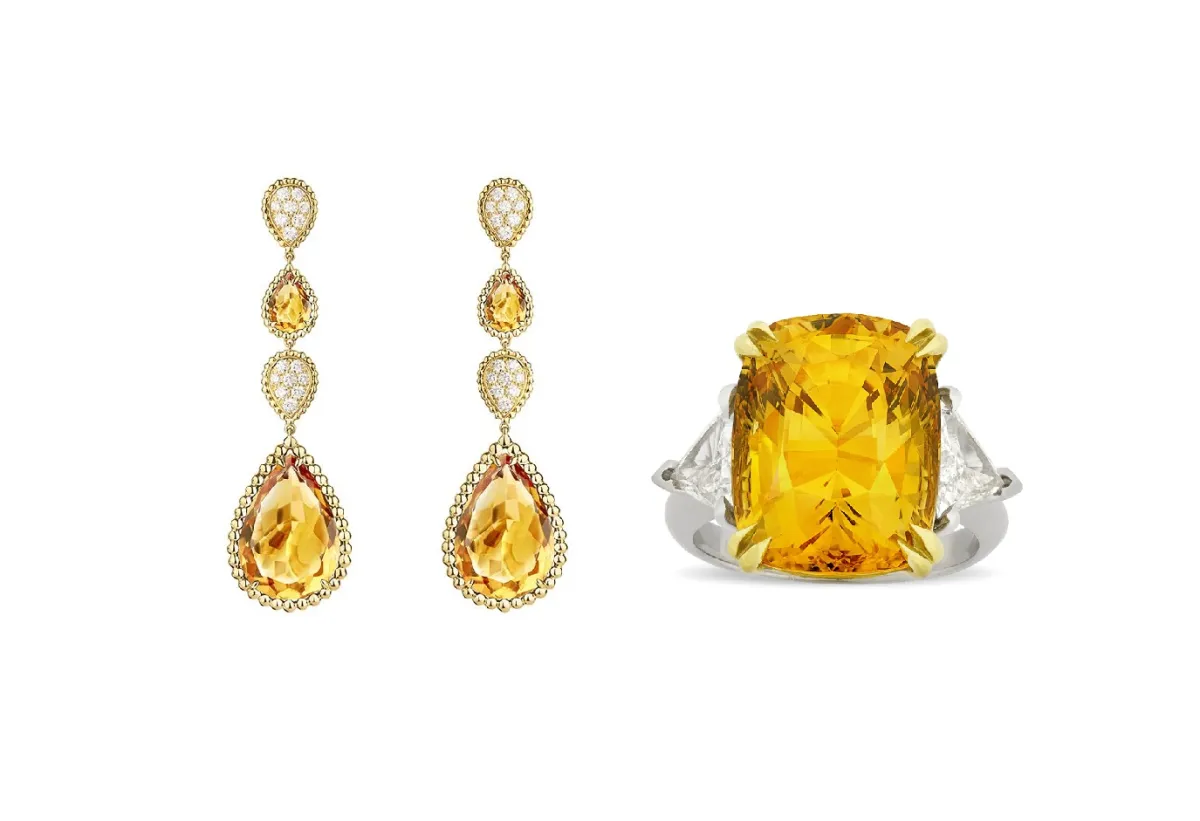 مجوهرات مرصّعة بالأحجار الكريمة الصفراء