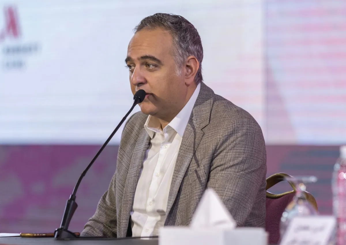 محمد حفظي رئيس المهرجان - الصورة من المؤتمر الصحافي لهرجان القاهرة من المسؤول الإعلامي