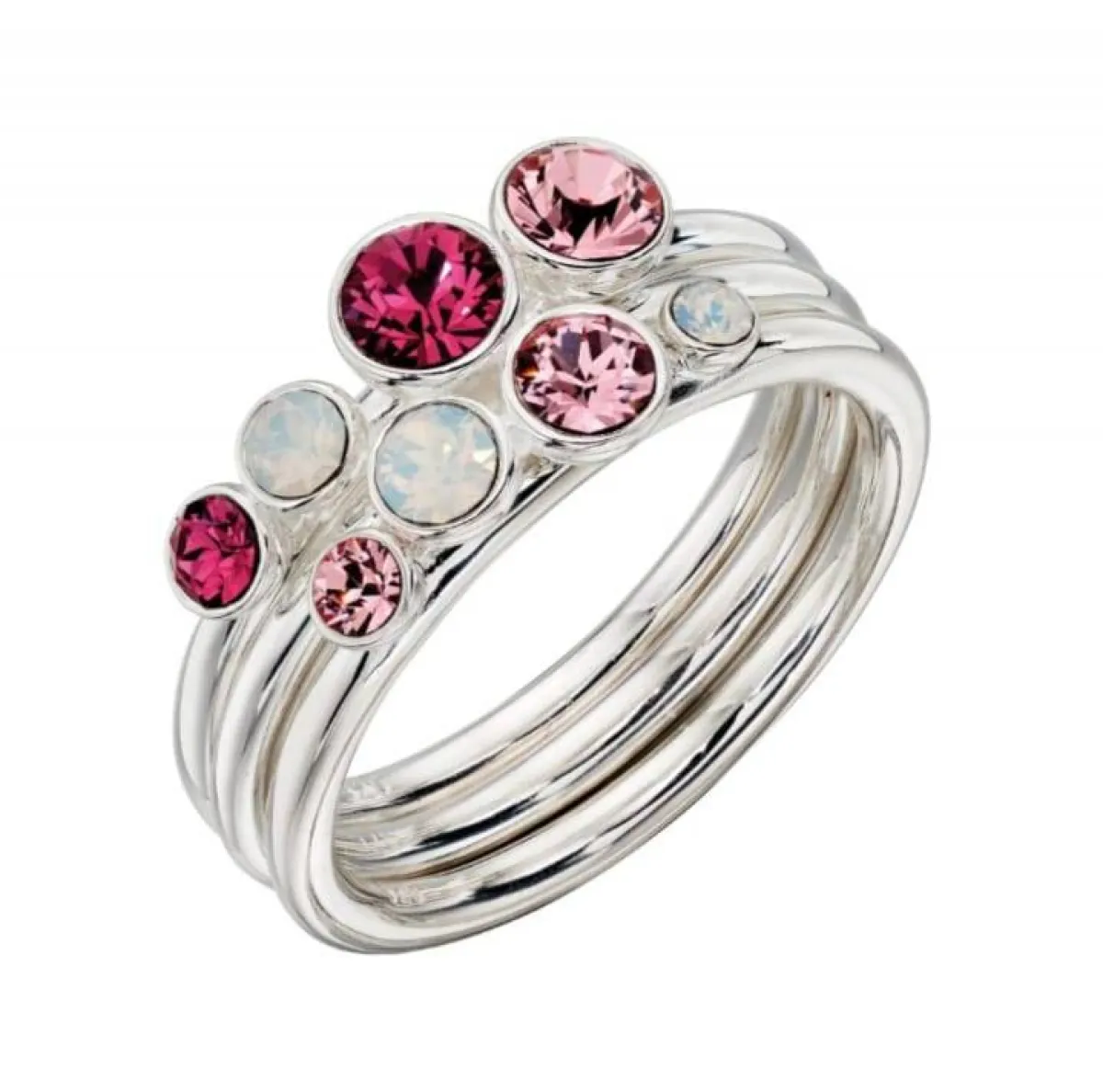 خاتم بالكريستال الملون بدرجات اللون الوردي والفوشيا