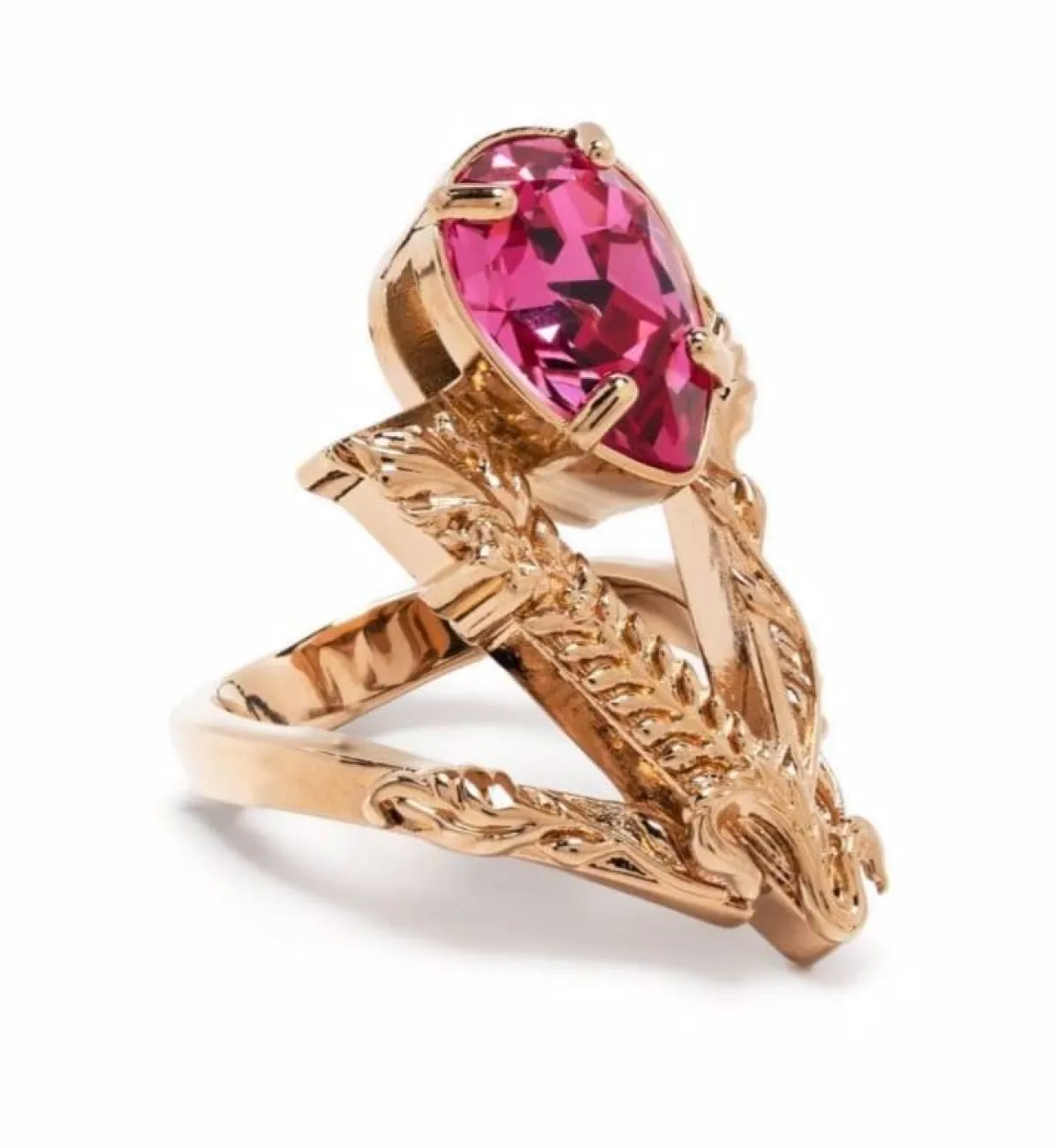 خاتم بالكريستال الملون الوردي 