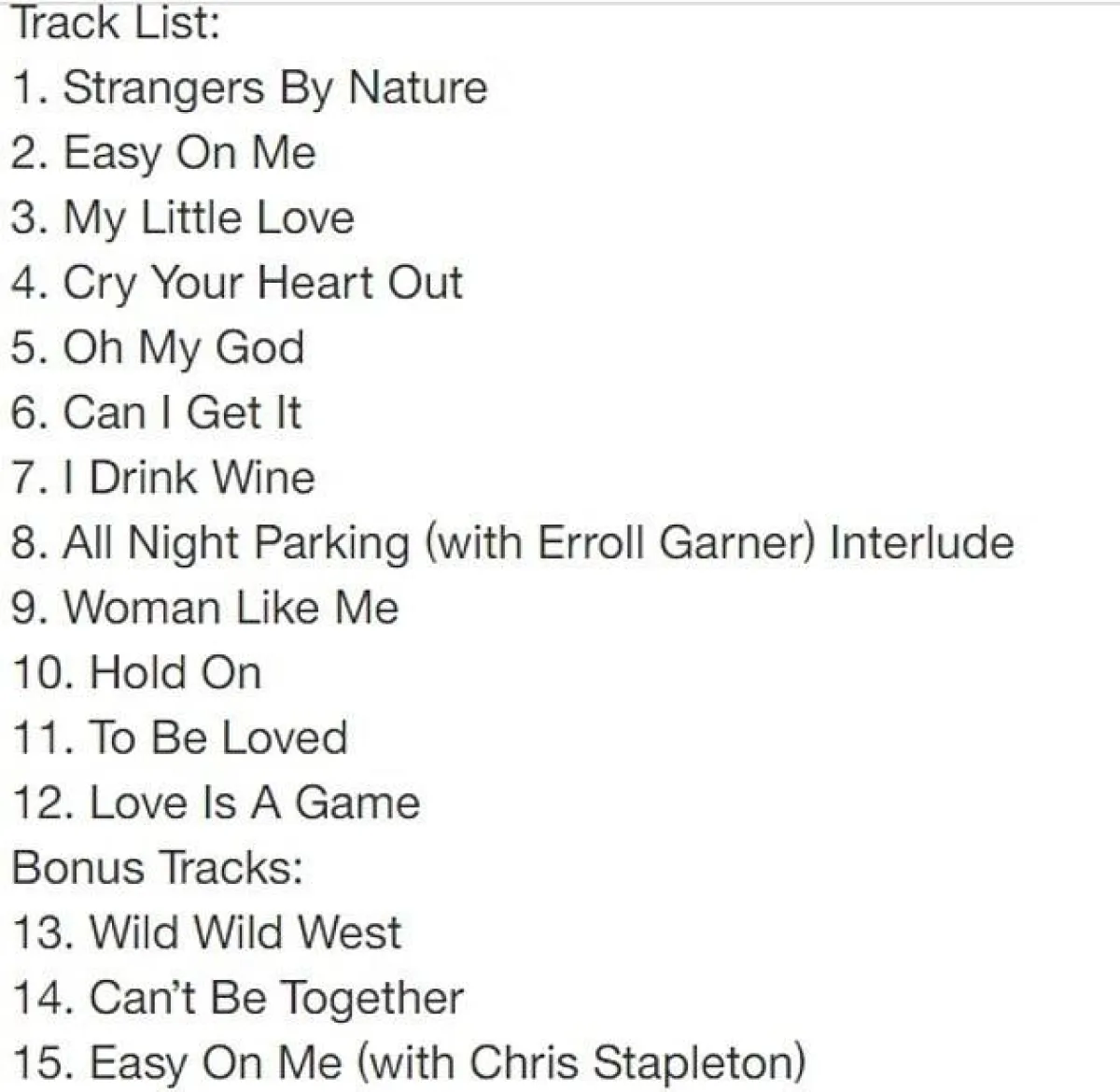 أغنيات ألبوم أديل