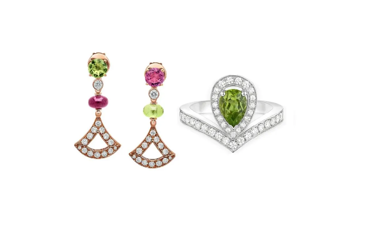 مجوهرات مرصعة بحجر الزبرجد الأخضر