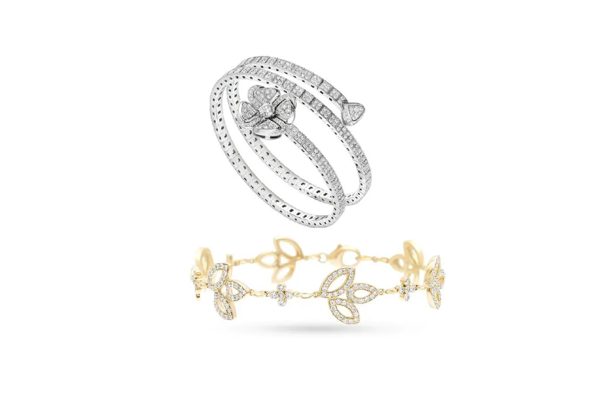 تصاميم أساور من الذهب والألماس لإطلالة جذابة للعروس