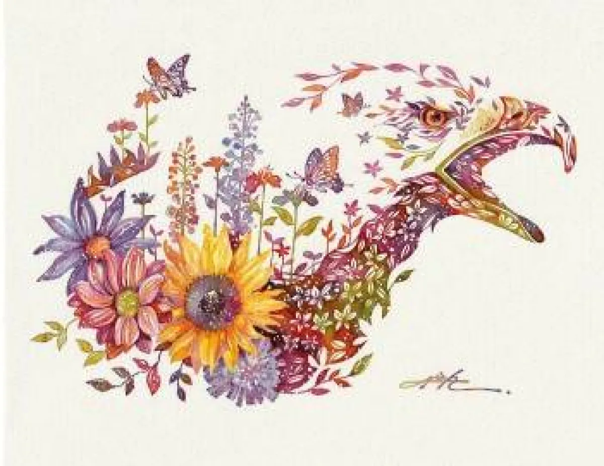 صقر من  الزهور والفراشات