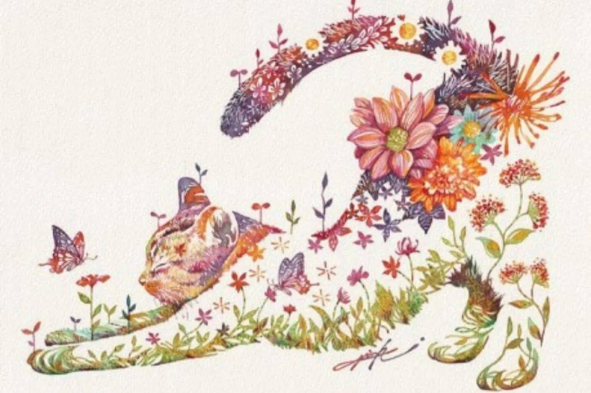 قطة تطارد فراشات