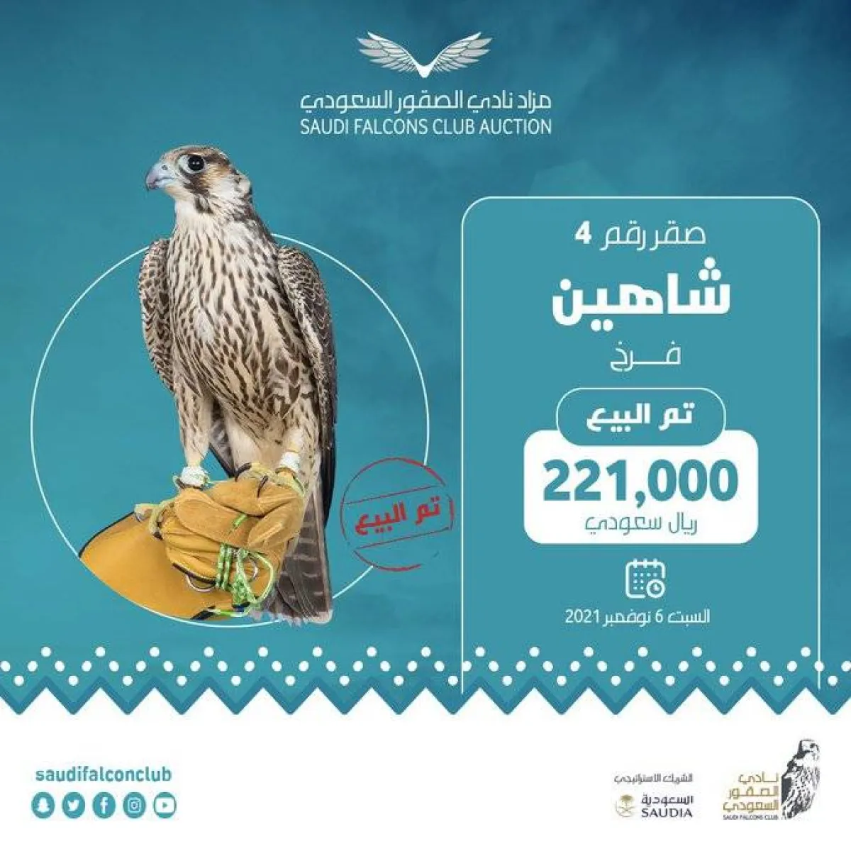 الليلة الـ25 لمزاد نادي الصقور السعودي الثاني - الصورة من موقع نادي الصقور السعودي على تويتر 