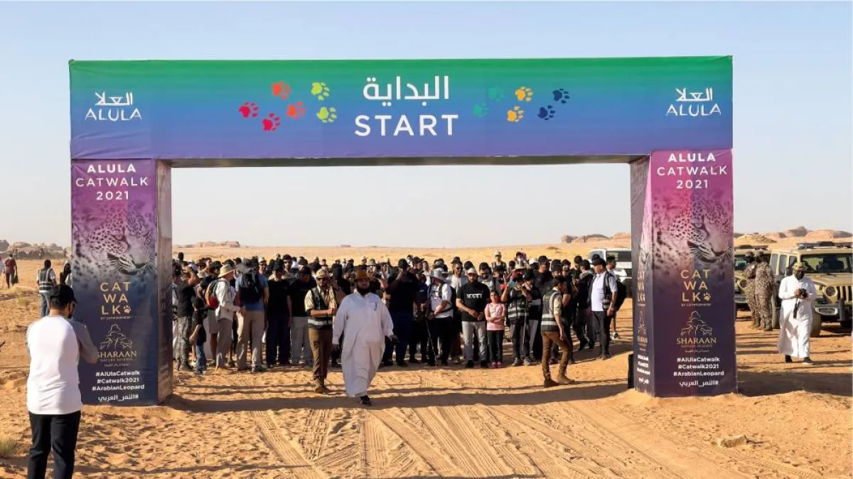 مسيرة العلا لحماية النمر العربي - الصورة من حساب اكتشف العلا بتويتر