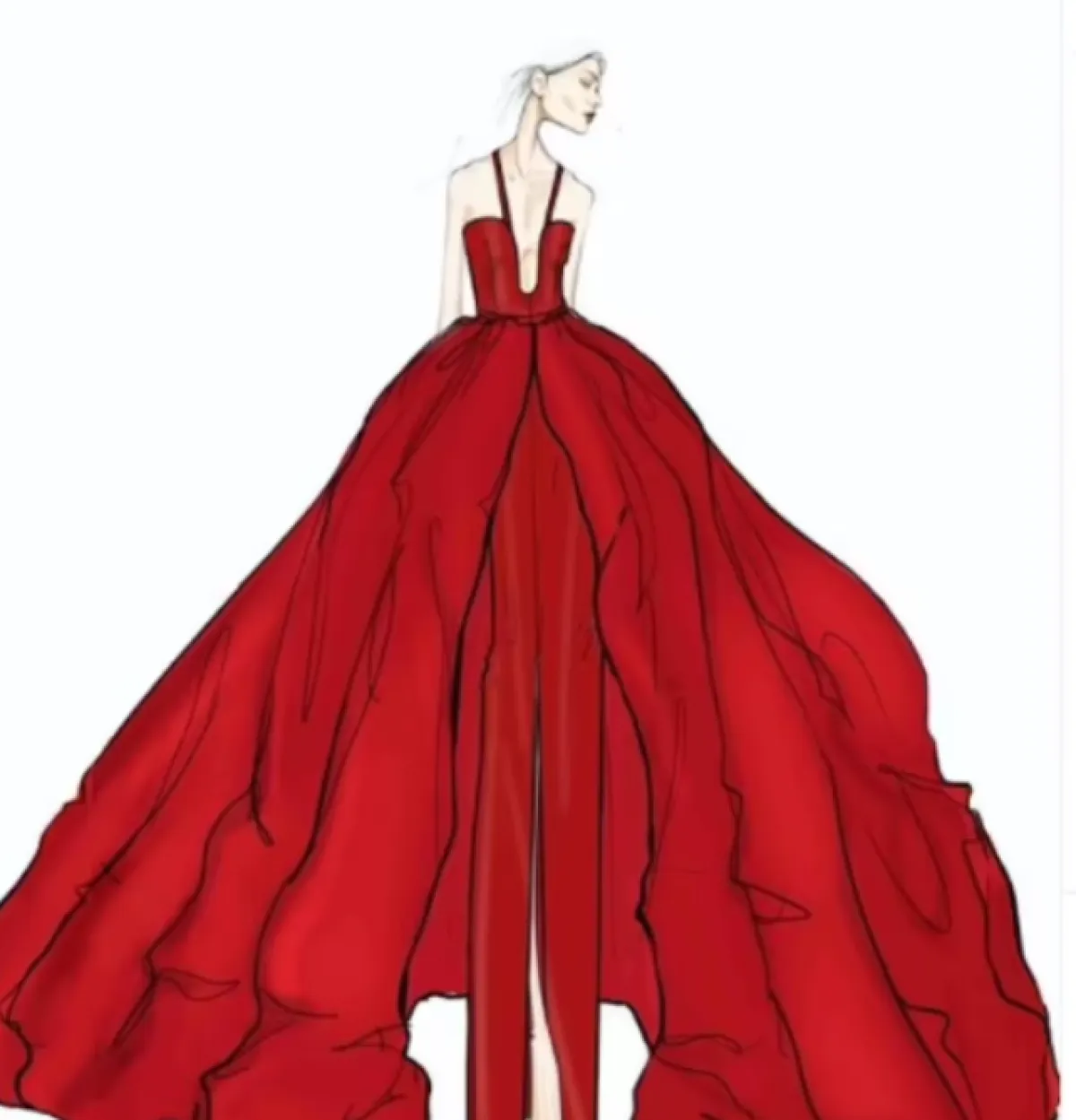 اسكتش لفستان ميغان ماركل الذي صممته دار كارولينا هيريرا