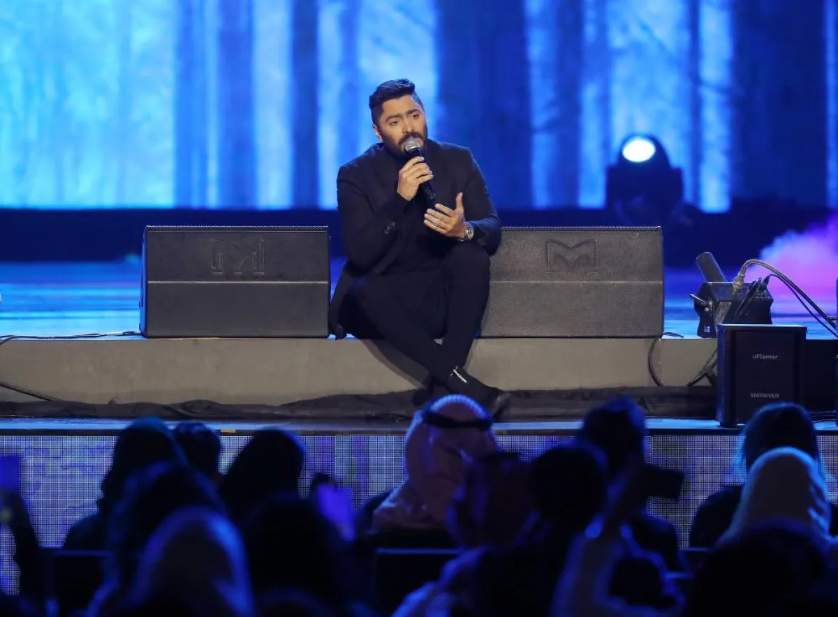 تامر حسني على مسر ح بكر الشدي في البوليفارد - تصوير صالح الغنام