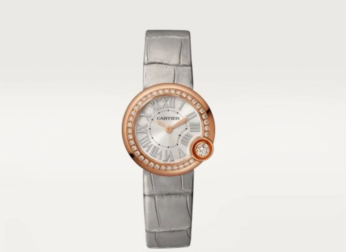 ساعة ألماس بسوار جلد من كارتييه