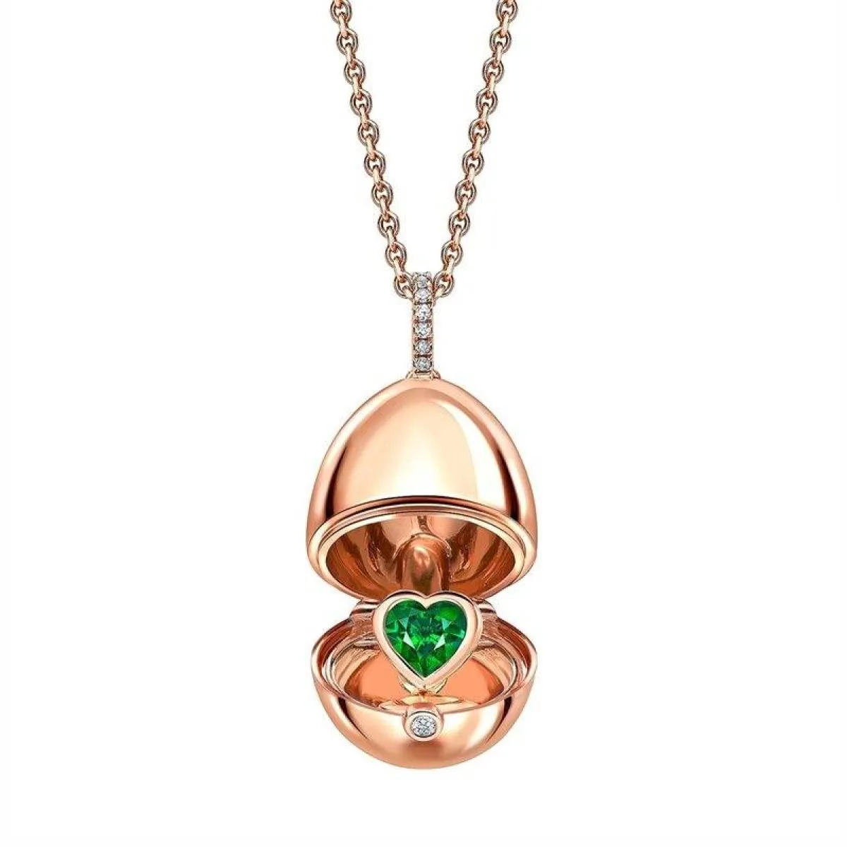 قلادة  من فابرجيه Fabergé Essence Rose Gold Emerald Heart Surprise