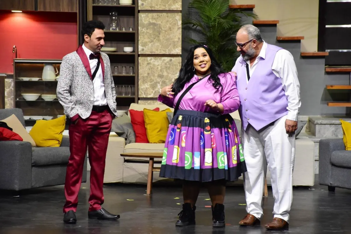 بيومي فؤاد ومحمد سلام وشيماء سيف - الصورة من المسؤول الإعلامي بالعرض المسرحي