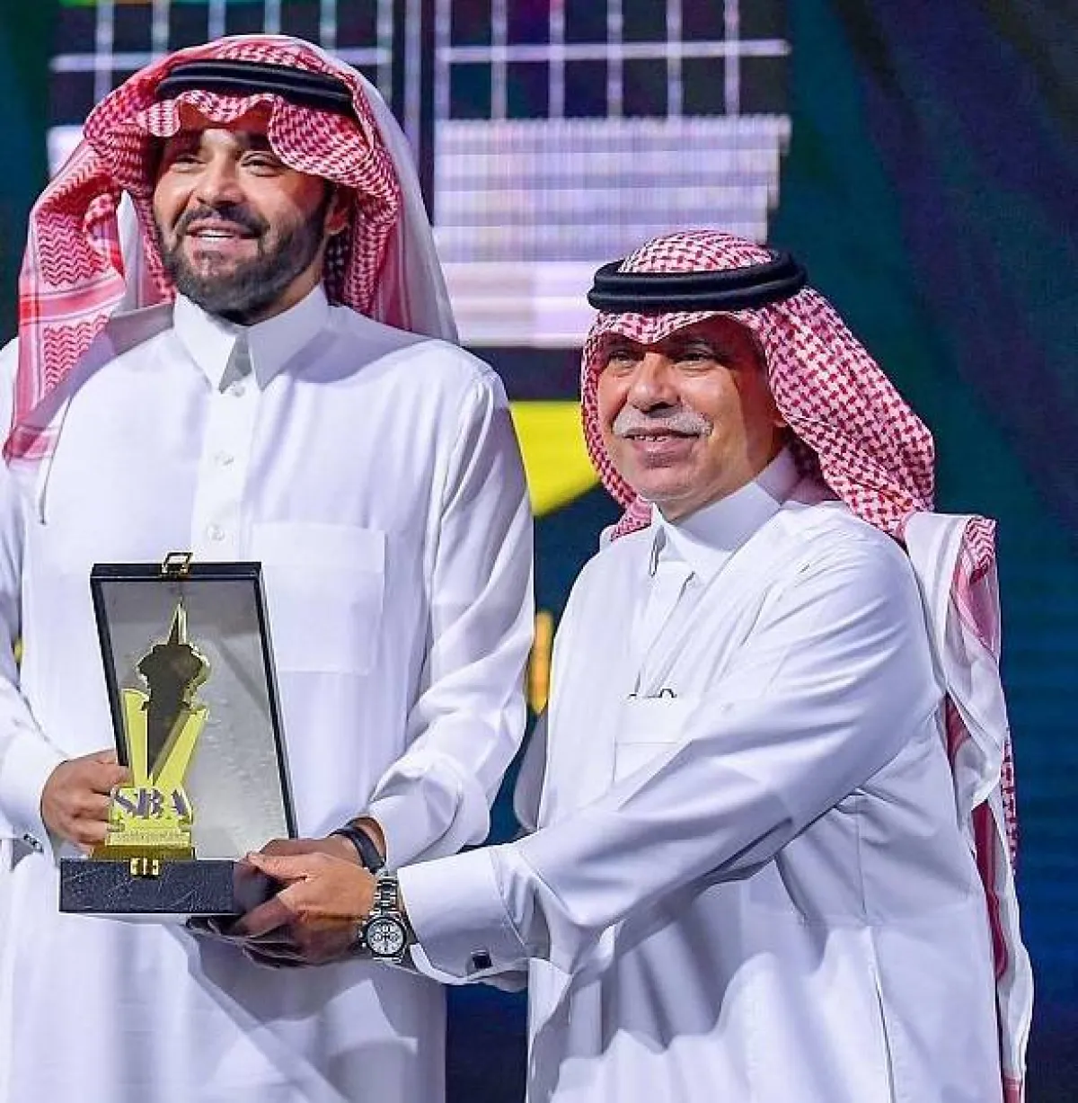 الدكتور ماجد القصبي والفنان يوسف الجراح. الصورة من واس