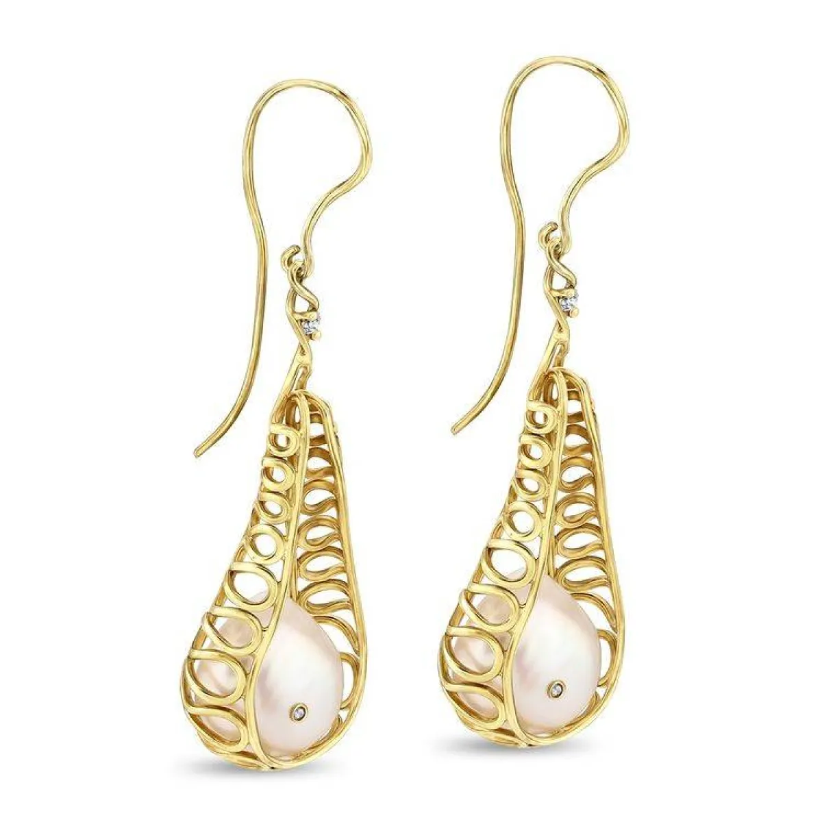 أقراط ذهبية بلؤلؤ من Leonid Dementiev