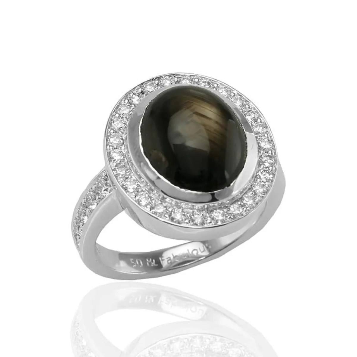 خاتم بحجر النجم الأسود من The natural sapphire  