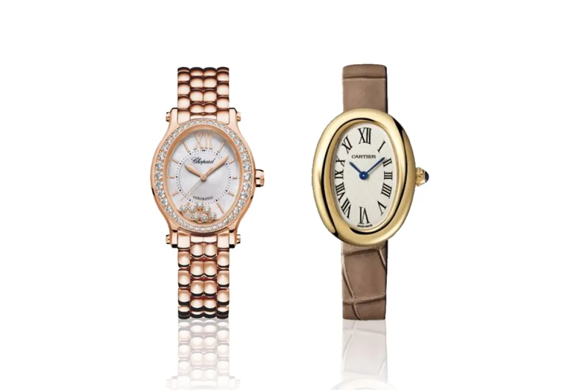 ساعات نسائية بمينا بيضاوية