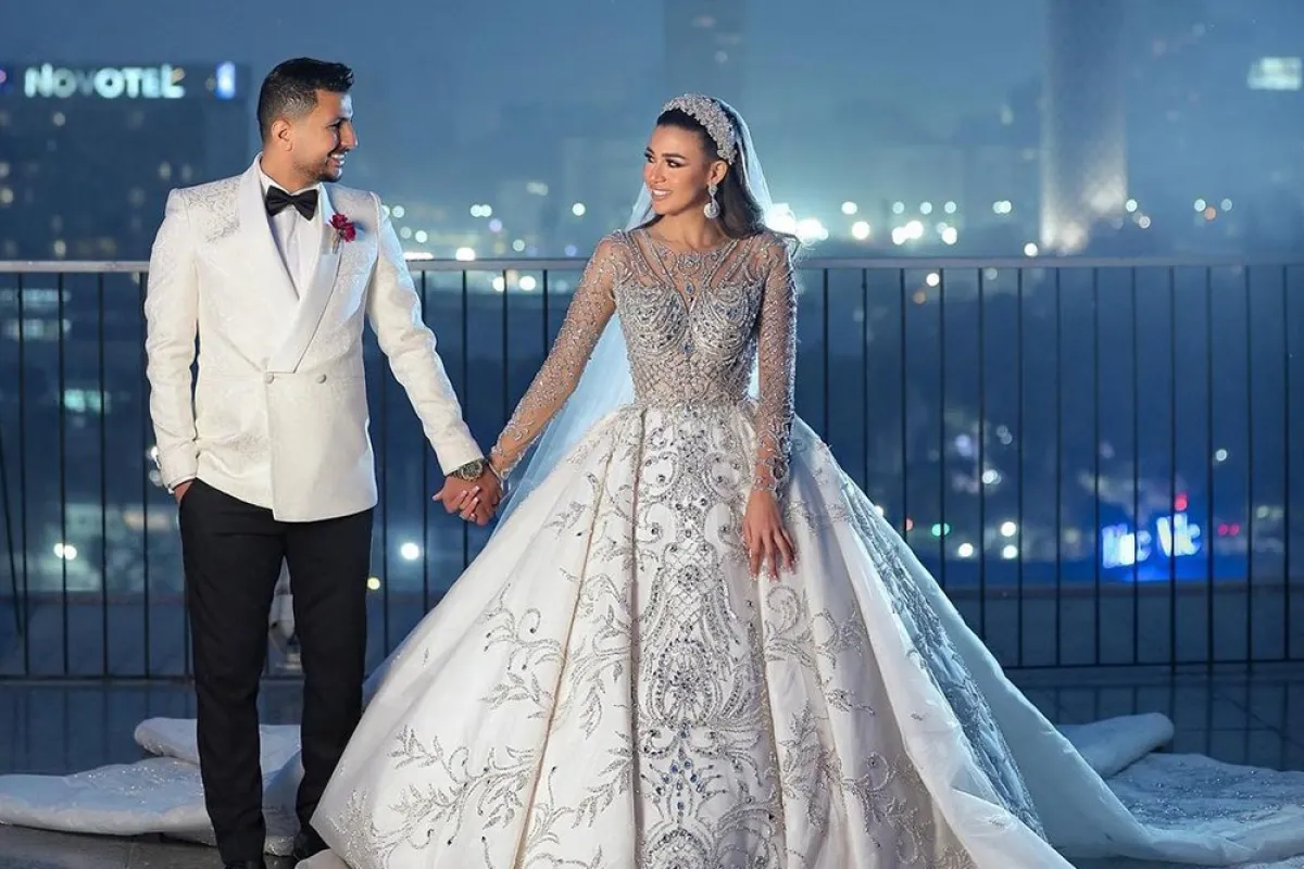 علي غزلان وعروسه فرح شعبان - الصورة من حساب علي غزلان على انستغرام