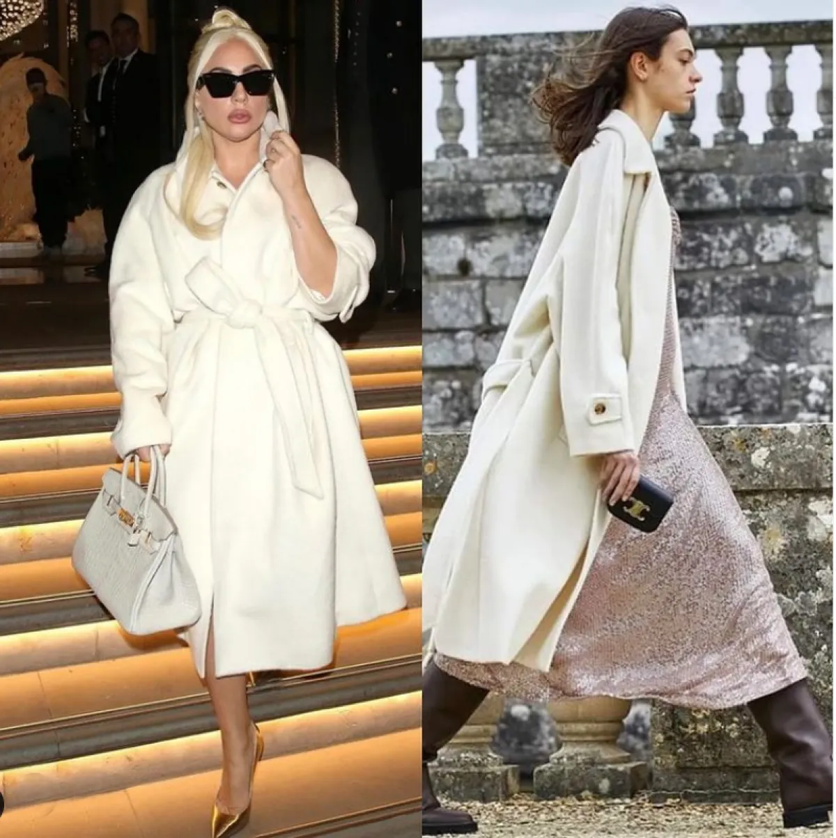 ليدي غاغا ترتدي معطفاً أبيض من سيلين